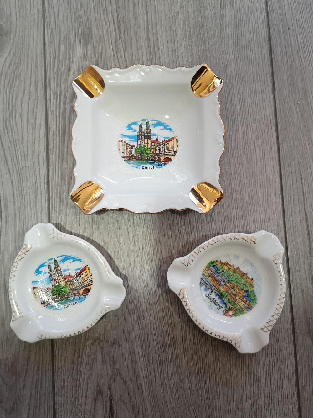 White and Gold Porcelain Zurich Ashtray Set - Decorative Serveware